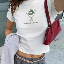 St Patrick's Day Shirt Womens Baby Tee Leprechaun I Tail Vintage Illustration St. Patty's - 白色 - 查看 1