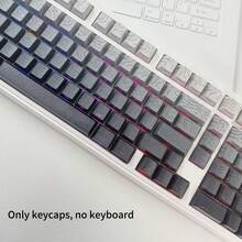 130+ 键帽，日间灰轮廓键帽（仅键帽），线裂纹背光侧印键帽，兼容 104/98/87/75/68/64/61 键键盘 - 灰色 - 查看 12