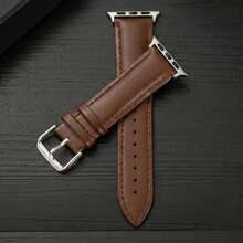 1条 41mm 45mm 46mm 49mm 44mm 42mm 38mm 40mm 真皮表带，兼容 Series 11 10 9 SE 8 7 6 5 4 3 2 1，简约时尚棕色真皮表带，适用于 运动版，智能手表配件 - 棕色 - 查看 2
