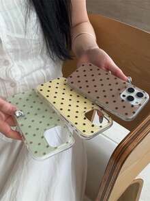 1pc Minimalist All-Over Polka Dot Phone Case Compatible With IPhone 17, 17 Pro Max, New 14, 13, 12 Pro, 16 Pro, Creative Korean Style Elegant Design - Multicolor - View 8