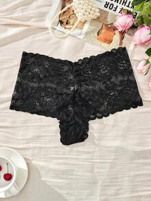 3pcs Plus Size Comfortable Breathable Sexy Ladies Panties, Solid Color Lace Trim High Elasticity - Multicolor - View 8