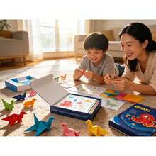 108件套折纸工艺套装 - 54种独特设计，适合DIY手工制作和教育活动，有助于提高专注力，是课堂项目和派对礼物的理想之选，也是送给儿童和成人的理想生日礼物。 - 彩色 - 查看 3