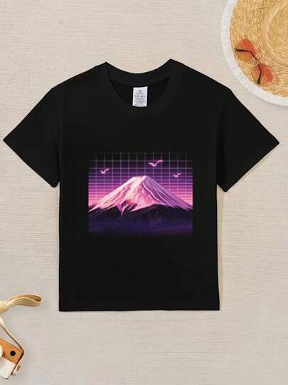 Unisex Style - Boys' Neon Light Mount  Graphic T-Shirt, Mens Clothes, Graphic Tees Men, Graphic Tees Women, Mens Clothes, Graphic Tee, Cool Tee, Men, Men's Clothing, Funny Shirts, Summer Tops, Summer, Vacation Outfits, Summer Tops Q95L