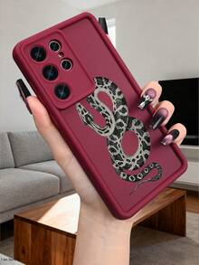 Vintage Snake Pattern Phone Case,Edgy Aesthetic Protective Cover  Compatible With Samsung Galaxy S26Ultra S26Plus S26 S25 S24FE S24 S23 S22 S21FE S21Ultra Plus Note20 A13 A54 17promax 17pro Air 17 16E 15 14 13 12 11 XSmax XS Case - Burgundy - View 2