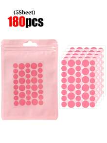 1080片粉色圆形脸部贴纸，不含酒精和香料，温和亲肤，易于粘贴，防水透气。是拍照和脸部彩绘的必备品，适用于各种派对、聚会和娱乐活动。另有720/180/72/36片装可选。赠品、旅行、平价好物、旅行必备 - 彩色 - 查看 9