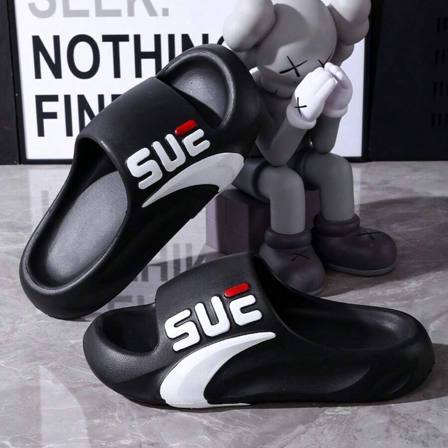 Chanclas de verano de moda para hombre, de EVA, para ocio y vacaciones, con suela gruesa y diseño único en color negro - Negro - Ver 1