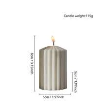 1支竖条纹尖头圆柱形香薰蜡烛，简约风格家居装饰/桌面装饰/简约ins风/香薰蜡烛 | 装饰蜡烛 | 简约蜡烛 - 短款豎紋尖頂圓柱香氛蠟燭(115g) - 查看 8