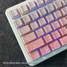 130+ Keycaps Set, Powder Pink Contour Line Design, Backlit Side-Printed Keycaps, Compatible With 104/98/87/75/68/64/61 Keys - Baby Pink - View 6