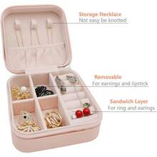 1pc Mini Jewelry Box, Small Travel Jewelry Storage Box, Portable Jewelry Box, Mini Storage Display Box, Suitable For Rings, Earrings, Necklaces (4 Colors - 1 Piece) - 1PC-pink - View 11
