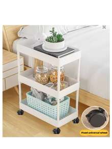 Carrito utilitario de plástico de 4 niveles con asa, carrito de almacenamiento multifuncional para oficina, sala de estar, cocina, organizador de almacenamiento móvil con ruedas 0803 - Negro - Ver 9