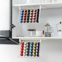 1pc Pull-Out Coffee Capsule Storage Rack, Holds 30 Capsules, Wall-Mounted Space-Saving Coffee Box, Suitable For Living Room, Kitchen, Tea Room - Transparent - View 4