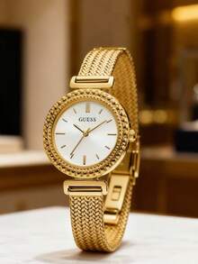 Guess Women's Quartz Gold-Tone Stainless Steel White Dial 32mm Watch W1152L2 - Gold - View 1