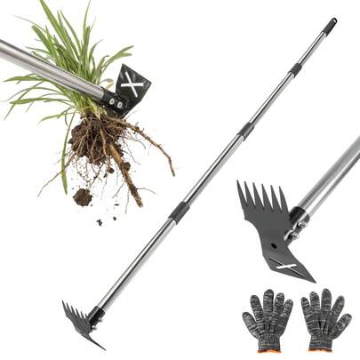 Puller Tool 150cm | Heavy Duty Manual Remover With Long Adjustable Handle, 2-In-1 Rake & Garden For Lawn, Yard, Patio & Garden