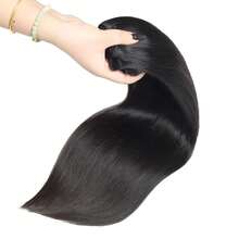 Tóc giả 16A, dài 20, 22, 24 inch, tóc thẳng tự nhiên, chưa qua xử lý, tóc Brazil, 3 bó, dệt nhanh, màu đen tự nhiên. - Natural Black - Xem 8