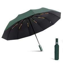 1 pieza Paraguas totalmente automático, 24 varillas reforzadas, a prueba de viento y protección solar, diseño plegable compacto, material de hierro y plástico duradero, unisex, mango semiautomático de perla a prueba de lluvia de 8 varillas - 1 Totalmente Automático - Ver 2