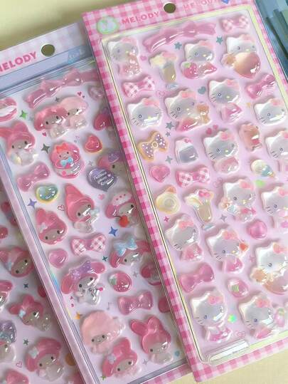 Embossed Gem Stickers, Diamond Phone Case Decor Stickers, Cute DIY Diary Stickers, Adorable Creative Stickers, Phone Stickers, Japanese Cartoon Creative Phone Case Decor, Luggage Stickers (Random Color)
