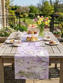 1件优雅蓝色复活节兔子桌旗 - 现代柔和色调桌布，打造精致节日宴客氛围 - 彩色 - 查看 8