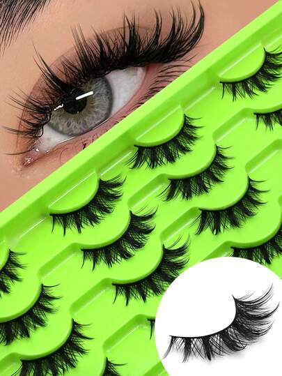 GROINNEYA 10 Pairs Wet Crossing False Eyelashes, Delicate Anime Style, Comfortable Multi-Purpose Curling Faux Mink Eyelashes For Natural Makeup, Suitable For Beginners, Reusable, Cute Makeup False Eyelash Strips (GQ01)