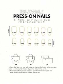 Beautify And Charm Yourself - 24pcs Short French Gradient Pink & White False Nails Party, Dance, Daily Wear Press On Nails Nail Supplies - 粉紅色 2 - 查看 5