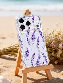 1pc Lavender Pattern Transparent Anti-Slip Anti-Drop Soft Phone Case, Compatible With Apple - Multicolor - View 3