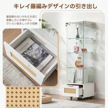 コレクションケース 引き出し付き ガラスディスプコレクションケース 引き出し付き ガラスディスプレイキャビネット フィギュアケース 4段 強化ガラス 全面ガラス サイズ:幅42.5×奥行36.5×高さ148cm ナチュラルレイキャビネット フィギュアケース 4段 強化ガラス 全面ガラス サイズ:幅42.5×奥行36.5×高さ148cm ナチュラル - ホワイト - チェックする 2