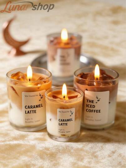 1pc Coffee Cup Shaped Candle (Iced Coffee/Caramel Latte) - Long-Lasting Plant-Based Fragrance, Suitable For Living Room/Bedroom Relaxation, Candle Holder | Home Decor, Ramadan/Valentine's Day/Carnival/Easter/Party Gift, Wedding Accessory, Gift For Coffee Lovers, Unisex