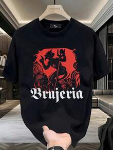 Camiseta de hombre, Gótica, Brujería, Figura demoníaca roja, Estilo metalero, Festivales, Eventos de ocultismo, Amantes del metal, Edgy, Moda alternativa, Underground, , Gráfico,playera de hombre,ropa de hombre,tops,regalos para hombre,nacional envio,oversize hombre. - Negro - Ver 1