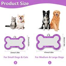 1pc Personalized Dog Tags | Glitter Bone Dog Tag | Engraved Pet ID Name Pendant | For Dogs, Cats, Puppies Daily Wear | Dog Collar ID Tag Accessory | Cute Colorful Stylish Design | Personalized Gifts For Family, Friends, Pet Lovers | Back-To-School Gift | Mother's Day Gift | Teacher's Day Gift - 藍色 - 查看 3