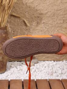 Women's Slip-On Loafer Shoes, Round Toe Mokassin Boat Shoes, Flat-Bottom Casual Walking Shoes, Suitable For Daily, Office, And Semi-Formal Occasions. - 橘色 - 查看 5