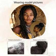 African Curly Bulk Human Hair, Natural Black - 50 Grams. African Curly Bulk Braiding Hair Bundles, Suitable For Mini Twists/Dreadlock Extensions/Braiding/Updos - Natural Black - View 9