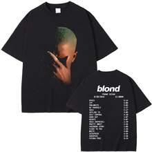 Rapper Frank Fashion Vintage Graphic T-Shirts Men Women's Ocean Hip Hop  T Shirts Blond Oversized T-Shirt Man Cotton Tshirt - 黑色 - 查看 1