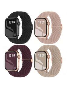 4条编织弹力单环表带，适用于38mm、40mm、41mm、42mm、44mm、45mm、46mm、49mm表盘尺寸，彩色实用尼龙弹力表带，兼容 Ultra 2、SE、11、10、9、8、7、6、5、4、3、2、1，适合作为学生返校礼物 - 46毫米 - 查看 22