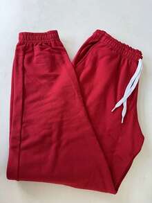 Men's Plus Size Jogger Sweatpants In Flannel Fabric With Pocket | Warm, Plus Size Men's Pants - Red - View 6
