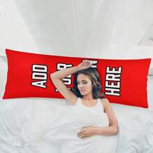Custom Body Pillow Upload Your Photo/Text/Art, Personalized Long Pillowcase, Couples, Anime Fans, Birthday/Wedding Keepsake, Red, 20x54 - 黑色 - 查看 4