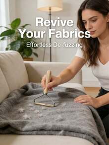 1/2 件装手动除毛器，带木柄，适用于衣物、毛衣和织物，可去除宠物毛发，带清洁刀片 - 升級款 - 查看 8