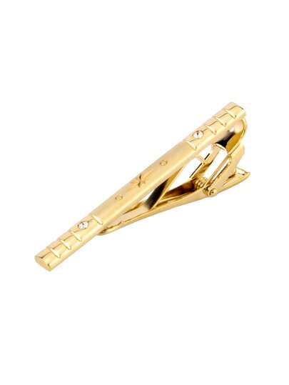 1pc Copper Material Gold Color Tie Clip, Business Formal Suit Accessory