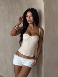Elegant Versatile Solid Color Camisole Top Summer - Apricot - View 6