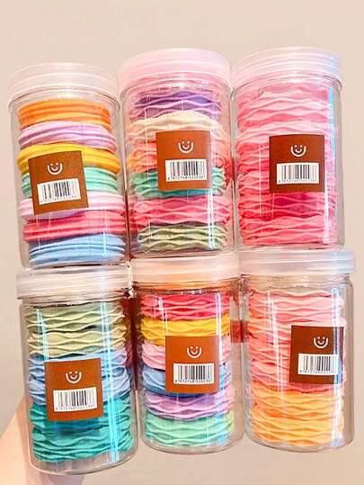 7Pcs Women Hair Ties Set Canned Rubber Band Elastic Fashion Hair Band Hair Accessories Multi-Color Hairbands For Women