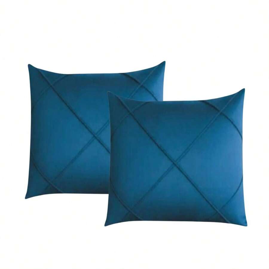 Kit 2 Draped Suede Cushion Covers 45x45cm - Blue - View 1