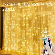 USB Powered LED Curtain Lights - 600/300/200/100 LED Beads, With Remote Control, Suitable For Christmas, Wedding, Party, Home And Garden Decoration - USB Curtain Light - View 17