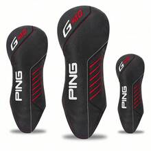 ​1pc Modern Digital Design Golf Club Head Cover - Vibrant Patterned Black For Fairway Wood & Hybrid Clubs | Premium Golf Gift For Discerning Enthusiasts - Black - View 1