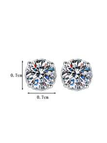 2 piezas Pendientes de botón de moissanita de plata de ley 925 de lujo de 0.5-1 quilates, adecuados para uso diario, viajes, fiestas, vacaciones, cumpleaños, Año Nuevo, San Valentín, Día de la Madre, aniversario de boda, compromiso, regalo de joyería de Navidad para mujeres - Plateado - Ver 3