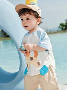 Balabala Baby Boys & Girls Soft Cotton Short Sleeve T-Shirt, Breathable Casual Toddler Tee For Summer Play & Travel - Blue and White - View 2