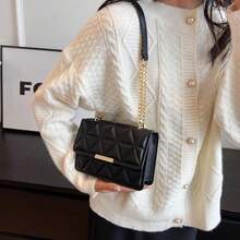 Women's New  Quilted Solid Color Chain Small Square Bag, Minimalist Fashion Shoulder Crossbody Bag - 彩色 - 查看 5