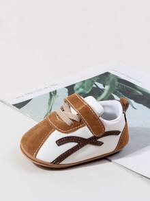 yibubu Giày trẻ sơ sinh màu nâu, giày trẻ sơ sinh unisex, thiết kế họa tiết đặc biệt, tối giản và thời trang, đế mềm chống trơn trượt, giày cho trẻ sơ sinh, giày cho trẻ mới biết đi - màu nâu - Xem 4