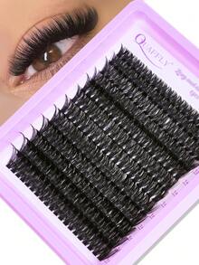 240pcs D-Curl DIY False Eyelash Extension Kit, Thick & Natural Curled 10-18mm Individual Lashes, Black, Create Dramatic & Natural Makeup Look - Black - View 1