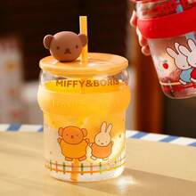 MIFFY 官方授权米菲兔印花玻璃杯 - 可爱的日本动漫兔子卡通饮水杯，家居及办公桌装饰，耐热饮料杯，适用于咖啡、茶、果汁，可爱美观的设计，完美的生日及节日礼物 - 彩色 - 查看 9