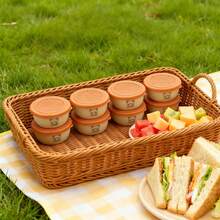 2/6个装可爱卡通图案塑料酱料杯，带盖，便携式密封调味碟，调味品容器，沙拉番茄芥末酱储存容器，可重复使用，适合学生和成人居家、学校、宿舍、办公室、户外露营、野餐、旅行等场合使用。 - 彩色 - 查看 6