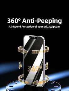 4pcs 360° Privacy Screen Protector, Made Of Tempered Glass, Anti-Scratch Anti-Shock, 4-Sided Full Protection, Sensitive & Smooth Touch, Rounded Edge Design, Compatible With IPhone 11/12/13/14/15/16/17/17Pro/17Air/17Pro Max - Black - View 3