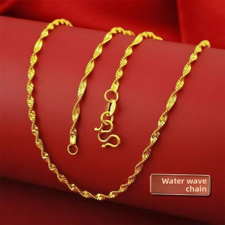 Vietnamese Gold-Plated Women's Necklace, Water Wave Chain,  Chain, O-Chain, Box Chain, Electroplated Gold Chain - O-chain - View 1